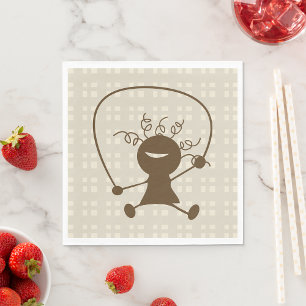 Serviette En Papier Fille Avec Une Corde De Sauts Papier Napkins