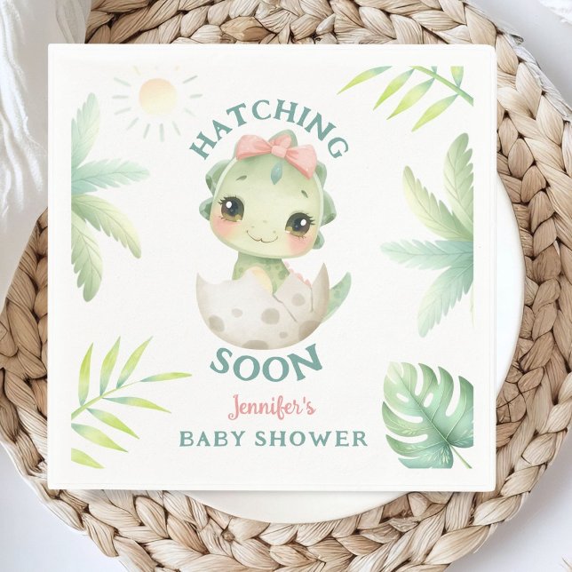 Serviette En Papier Fille Baby Shower Dinosaure Papier (Créateur téléchargé)