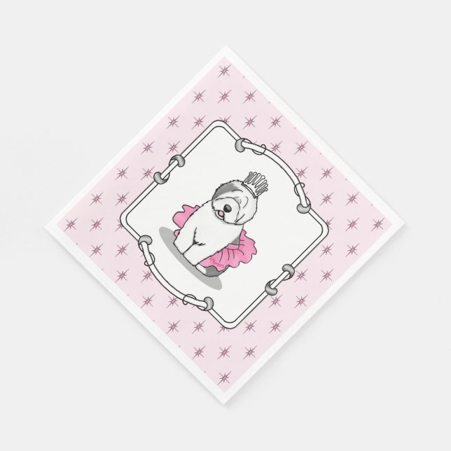 Serviette En Papier Fille Ballet Princesse Vieux anglais Sheepdog Grey (Coin)