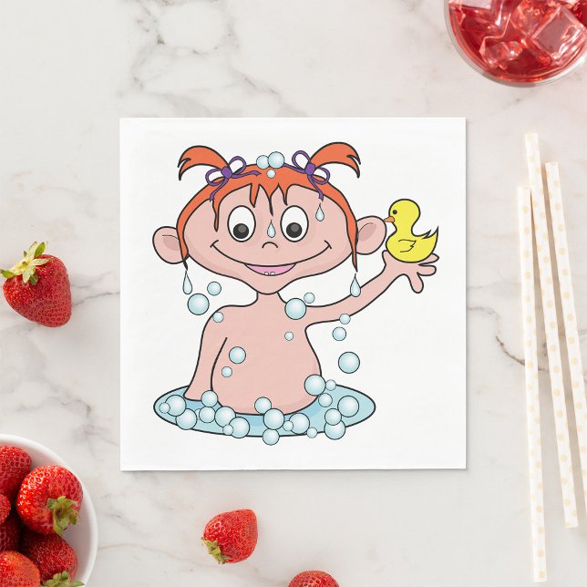 Serviette En Papier Fille Bath Time Amusant avec canard en caoutchouc  (Créateur téléchargé)