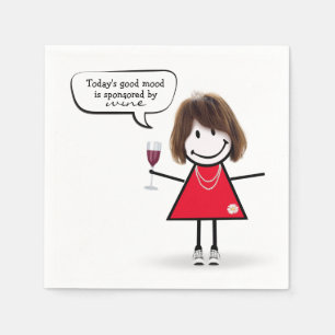 Serviette En Papier Fille Bâton en Baskets avec du Vin