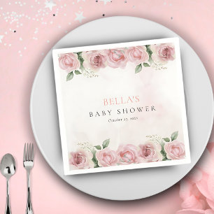 Serviette En Papier Fille bébé en Baby shower de fleurs serviettes