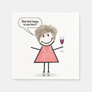 Serviette En Papier Fille Bonhomme Allumette Avec Verre à Vin
