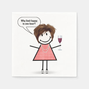 Serviette En Papier Fille bonhomme avec verre à vin