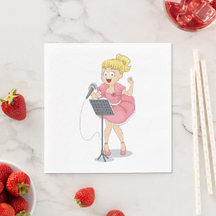 Serviette En Papier Fille chante