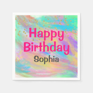 Serviette En Papier Fille colorée Joyeux Anniversaire Unicorn Parties