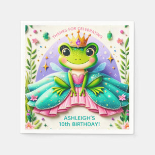 Serviette En Papier Fille Conte Fée Grenouille Princesse Anniversaire