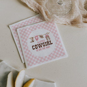 Serviette En Papier Fille cow-girl occidentale Shower de bébé rose