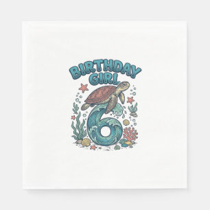 Serviette En Papier Fille d'anniversaire 6 Tortue de mer Conception de