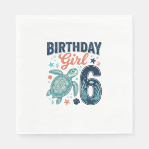 Serviette En Papier Fille d'anniversaire 6 Tortue de mer Conception ve