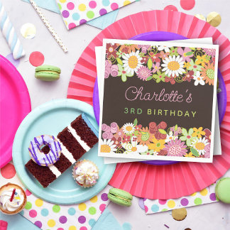 Serviette En Papier Fille d'anniversaire Jardin de fleurs printanières