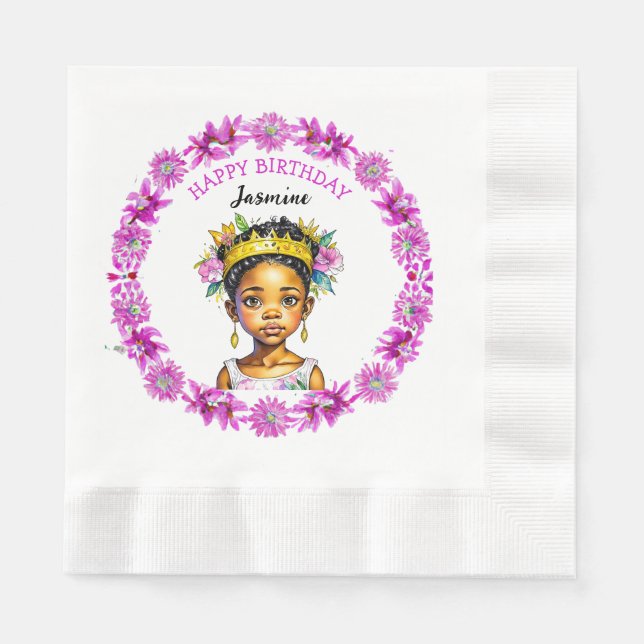 Serviette En Papier Fille d'anniversaire personnalisée Princesse de co (Devant)