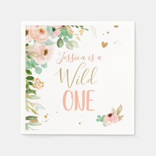 Serviette En Papier Fille d'anniversaire sauvage Fleurs florales Or ro