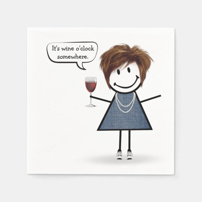 Serviette En Papier Fille de fête avec vin rouge (Devant)