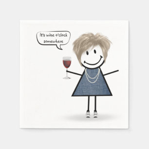 Serviette En Papier Fille de fête avec vin rouge