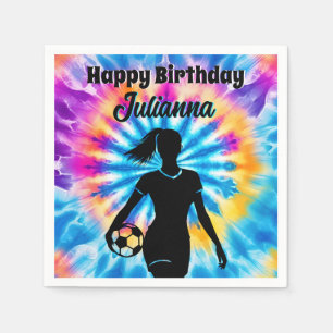 Serviette En Papier Fille de football Personnalisé Cravate-Dye Rainbow