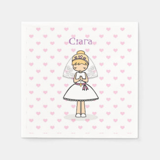 Serviette En Papier Fille de la première communion personnalisée