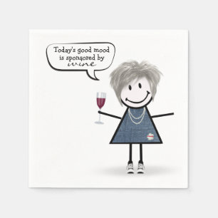 Serviette En Papier Fille de la Stick Party en baskets avec du vin