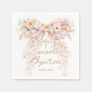 Serviette En Papier Fille de l'arc floral Bloom Baptême