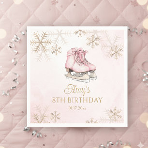 Serviette En Papier Fille de patinage sur glace Anniversaire Rose Ruba