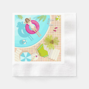 Serviette En Papier Fille de piscine en bikini plage d'été