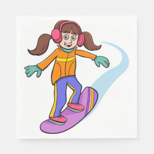 Serviette En Papier Fille de snowboard