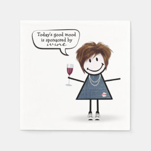 Serviette En Papier Fille de Stick Party en baskets avec du vin