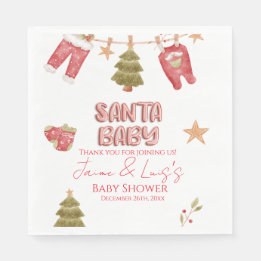 Serviette En Papier Fille du Père Noël Garçon Fête Bébé Shower