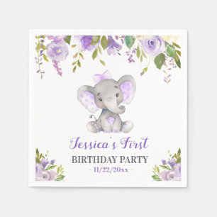 Serviette En Papier Fille Éléphant 1er 2ème Fête d'anniversaire Petit