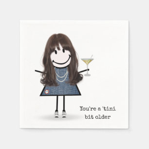 Serviette En Papier Fille en bonhomme allumette d'anniversaire avec Ma