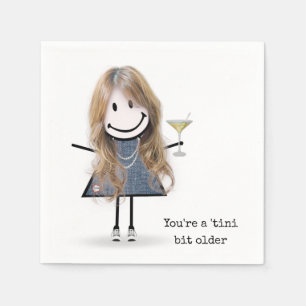Serviette En Papier Fille en bonhomme allumette d'anniversaire avec Ma
