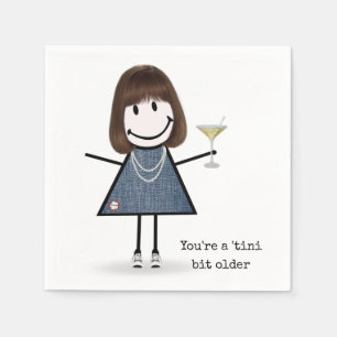 Serviette En Papier Fille en bonhomme allumette d'anniversaire avec Ma