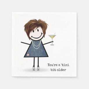 Serviette En Papier Fille en bonhomme allumette d'anniversaire avec Ma