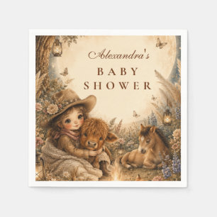Serviette En Papier Fille Fantaisiste Fête Prénatale Western Boho