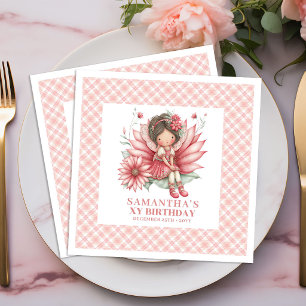 Serviette En Papier Fille Fée Fantaisiste 6ème Anniversaire Floral Ros