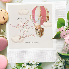 Serviette En Papier Fille Fête Prénatale Papier Ours Rose Ballon Bébé