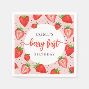 Serviette En Papier Fille fraise 1er anniversaire Berry 1er anniversai