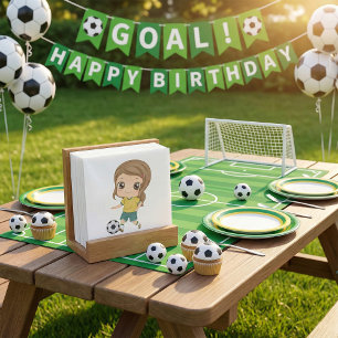 Serviette En Papier Fille jouant au football Enfants adorables Sports