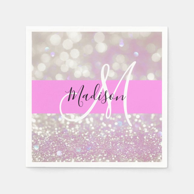 Serviette En Papier Fille Lilac Shimmer Parties scintillant Étincelles (Devant)