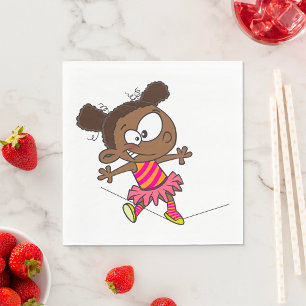 Serviette En Papier Fille Marchant Sur Une Tightrope