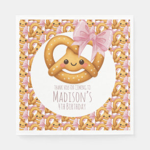 Serviette En Papier Fille mignonne au bretzel Fête d'anniversaire