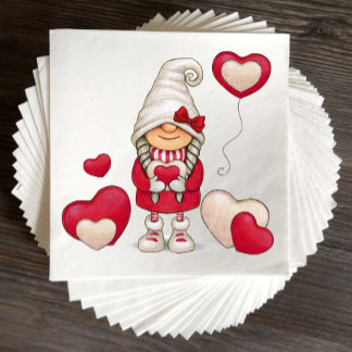 Serviette En Papier Fille mignonne Gnome Fairytale Red Garden Gnomes P