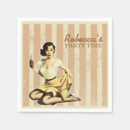 Serviette En Papier fille mignonne rétro pin up fille vintage