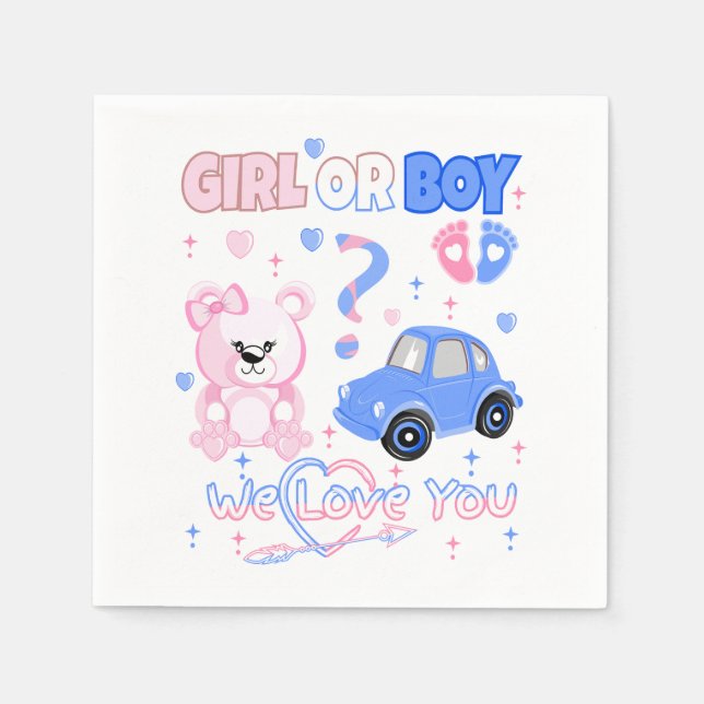 Serviette En Papier Fille Ou Garçon Nous Vous Aimons Baby shower (Devant)