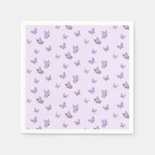 Serviette En Papier Fille papillon violet anniversaire
