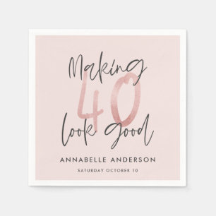 Serviette En Papier Fille parties scintillant rose moderne design 40e