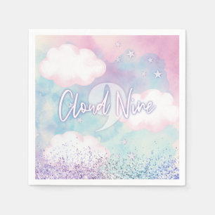 Serviette En Papier Fille rêveuse sur un nuage pour son 9e anniversair