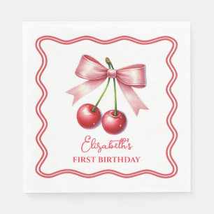 Serviette En Papier Fille rose Coquette rouge Cherry premier anniversa