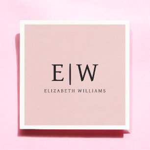 Serviette En Papier Fille rose rousse Vierge Script Monogramme Nom Mod