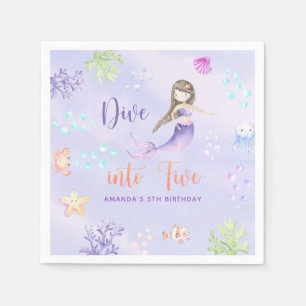 Serviette En Papier Fille sirène plonge dans l'anniversaire des 5 ans
